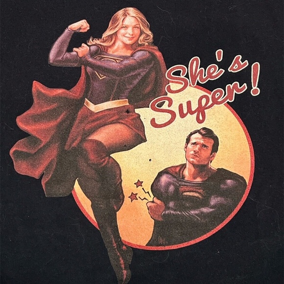 CW Supergirl TV Series Cast & Crew T Shirt Melissa Benoist XXL Navy - Picture 2 of 4